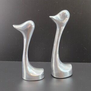 Hoselton Canada Aluminum Goose Bird Sculptures Set of 2 Mid Century Modern MCM